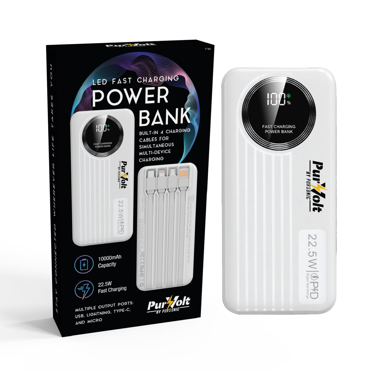 Pursonic 10,000mAh 22.5W Fast-Charging Power Bank