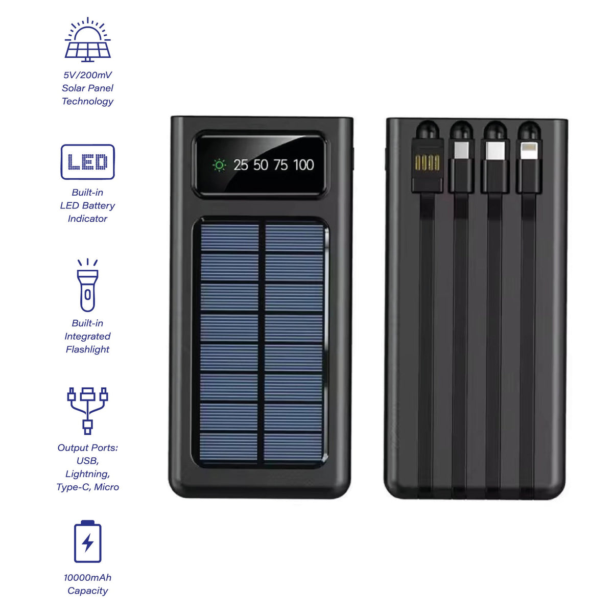 10,000mAh Solar LED Power Bank