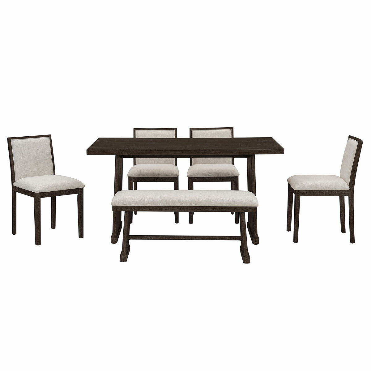 6-Piece Dining Set with Upholstered Seating