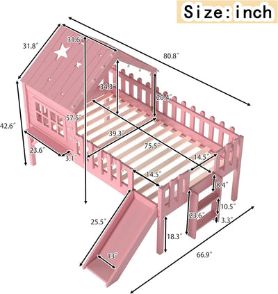 Pink Twin Loft Bed With Premium LED Lighting Modules