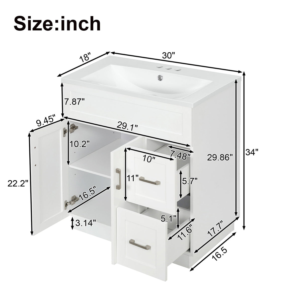 Soft-Close Bathroom Vanity with Storage