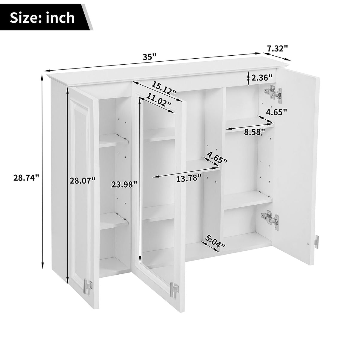 Wall-Mounted Bathroom Mirror Cabinet – White