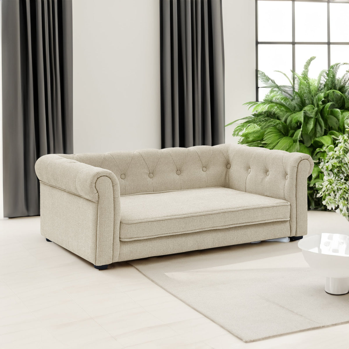 Elevated Beige Dog Sofa Bed