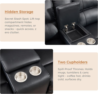 Black Motorized Reclining Sectional Sofa Featuring LED