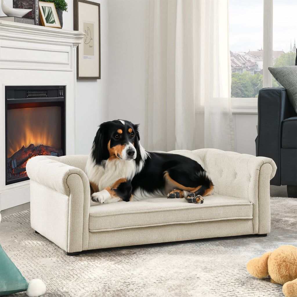 Elevated Beige Dog Sofa Bed
