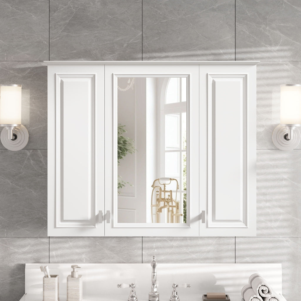 Wall-Mounted Bathroom Mirror Cabinet – White