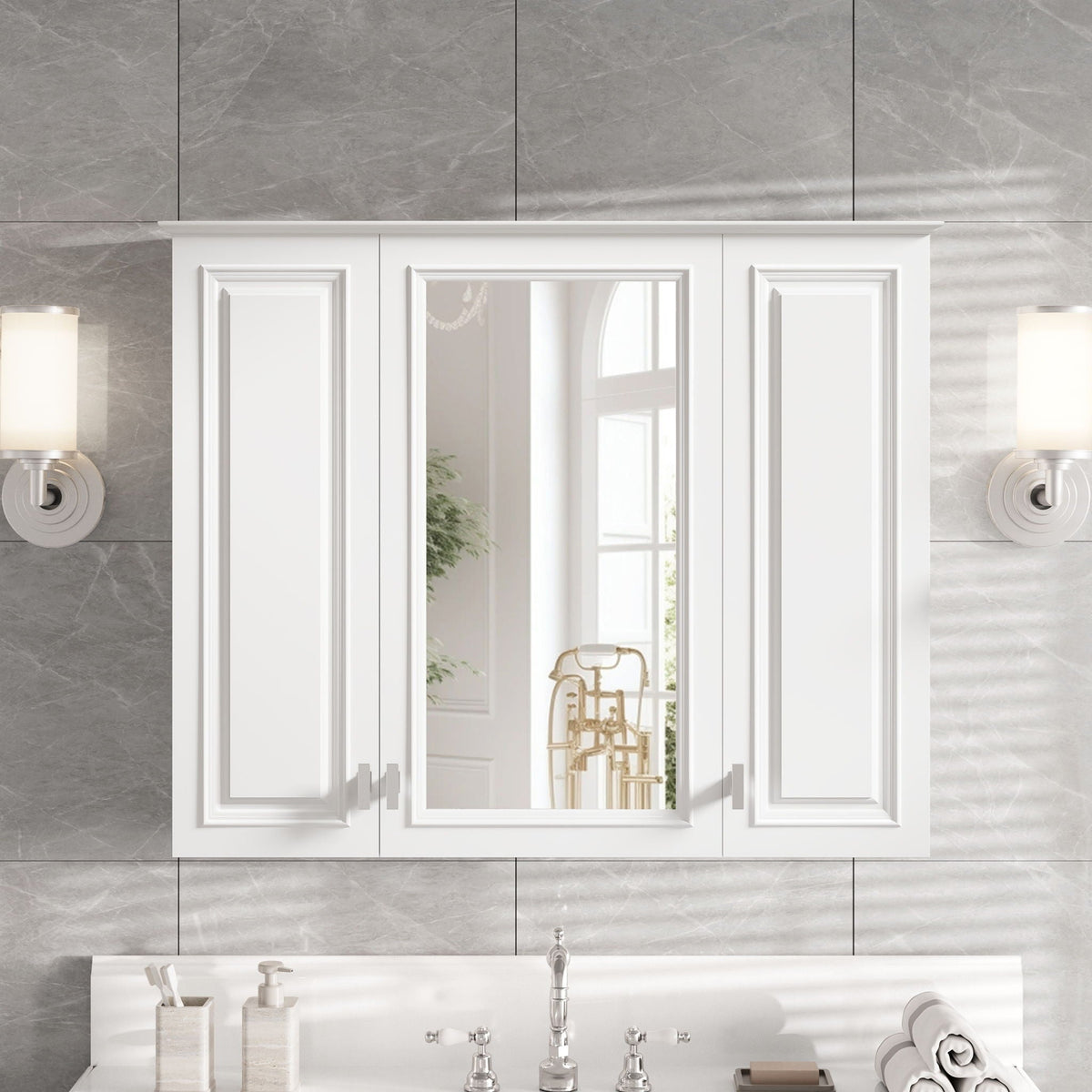 Wall-Mounted Bathroom Mirror Cabinet – White