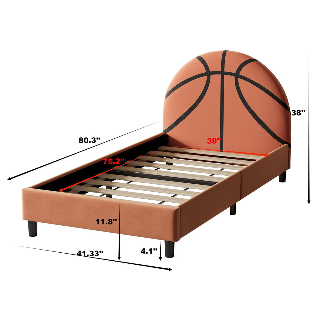 Basketball Twin Platform Bed – Orange