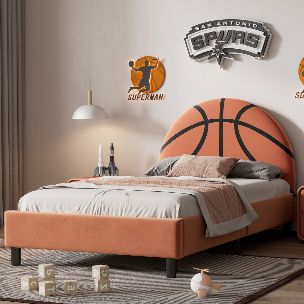 Basketball Twin Platform Bed – Orange