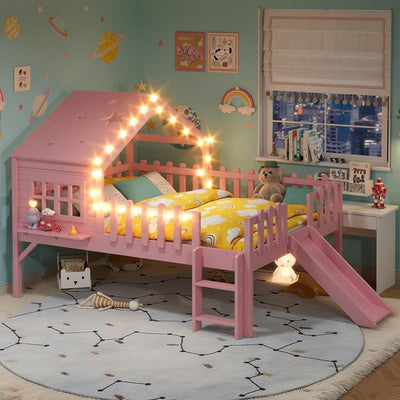 Pink Twin Loft Bed With Premium LED Lighting Modules