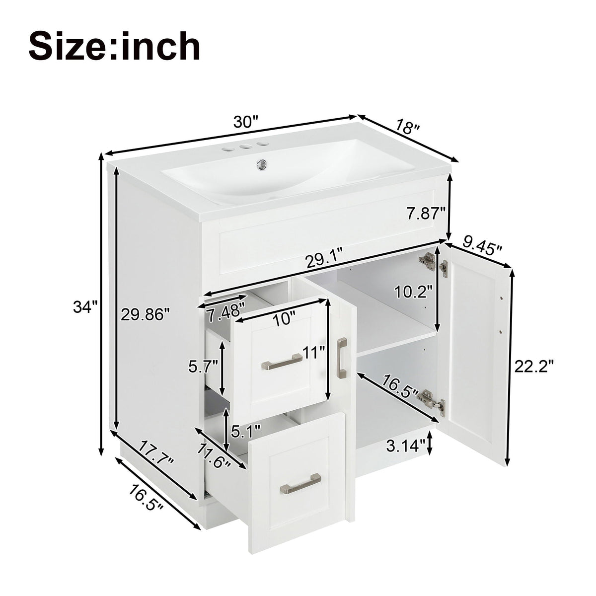 Soft-Close Bathroom Vanity with Storage