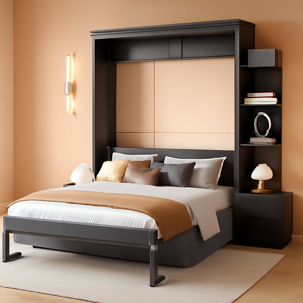 Murphy Bed Queen Size Grey Upholstery Sofa