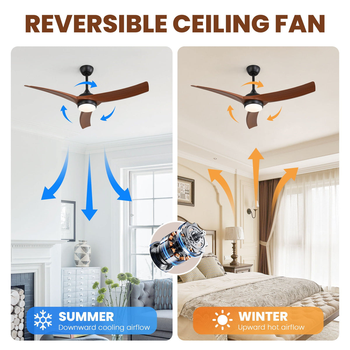 3-Blade Dimmable Ceiling Fan with Remote – Black