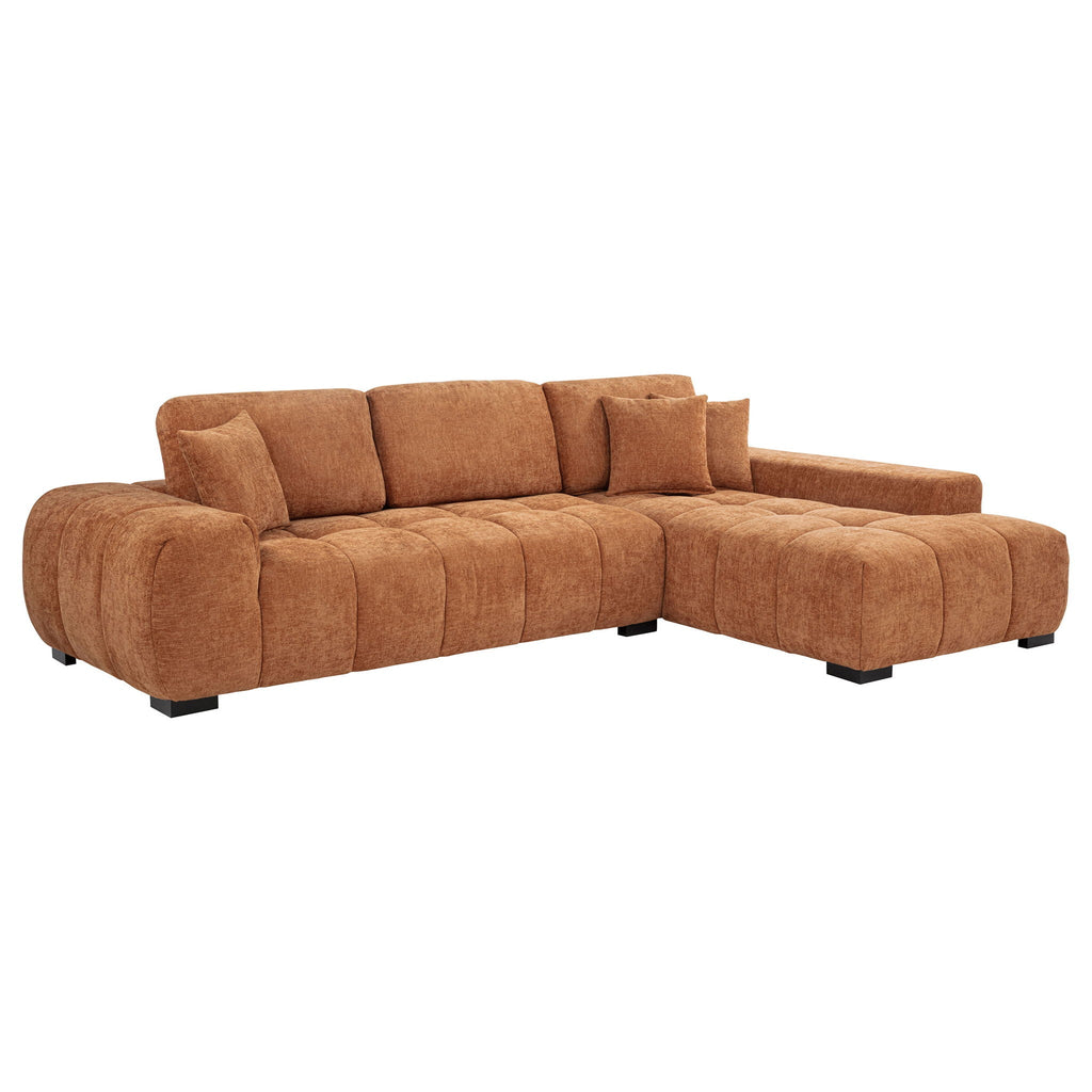 Octavia Upholstered Sectional Chaise Sofa Orange