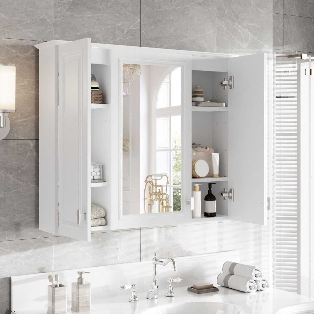 Wall-Mounted Bathroom Mirror Cabinet – White