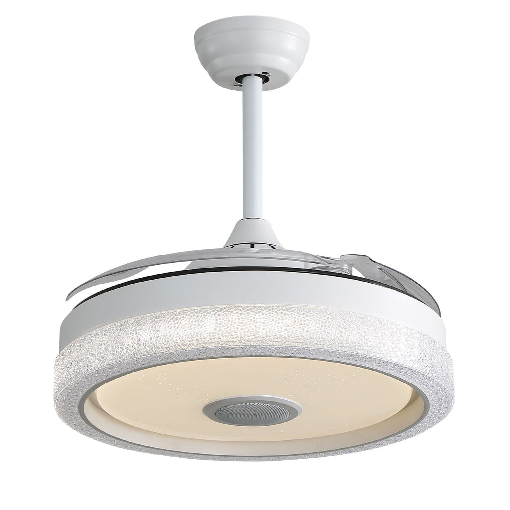 36W LED Retractable-Blade Ceiling Fan – White