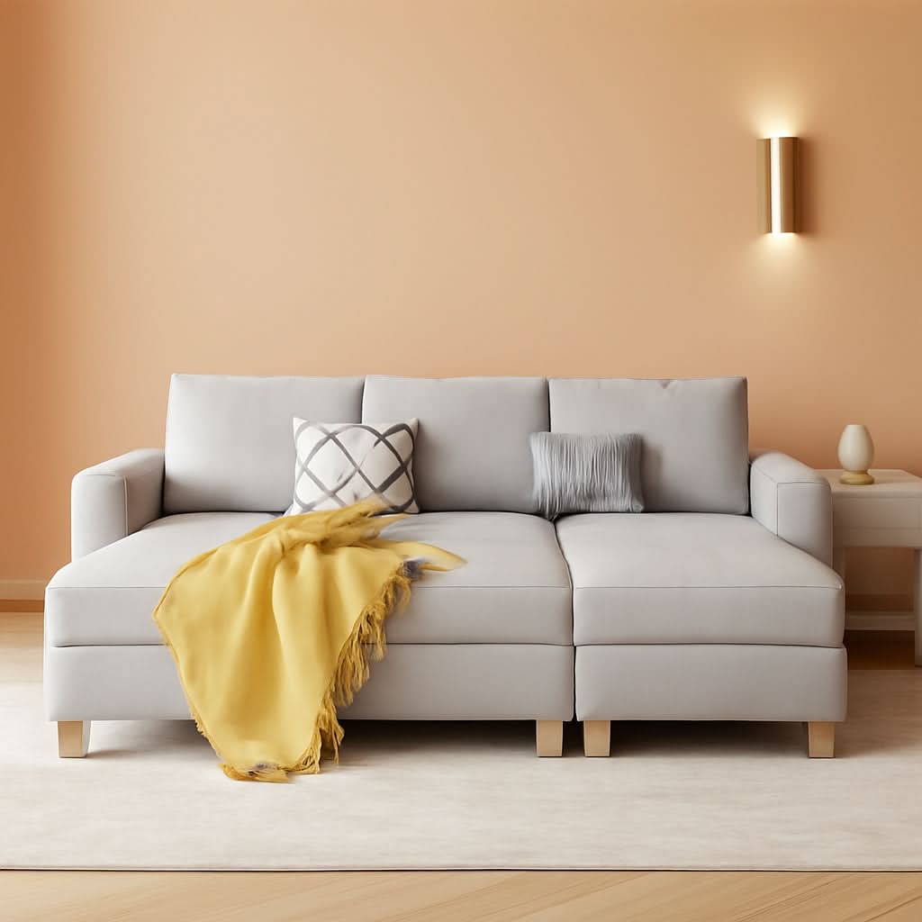 Faux Leather Modular Sectional Sleeper Sofa Storage