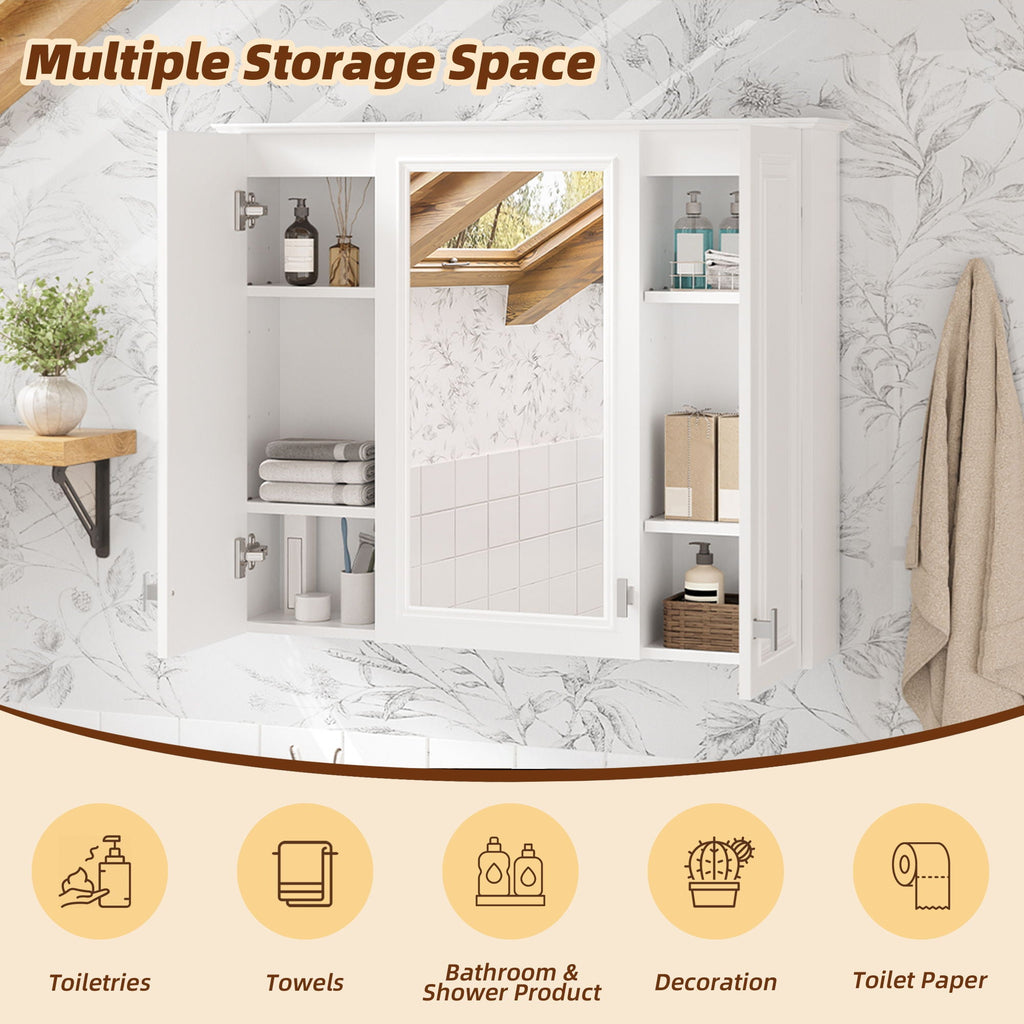 Wall-Mounted Bathroom Mirror Cabinet – White