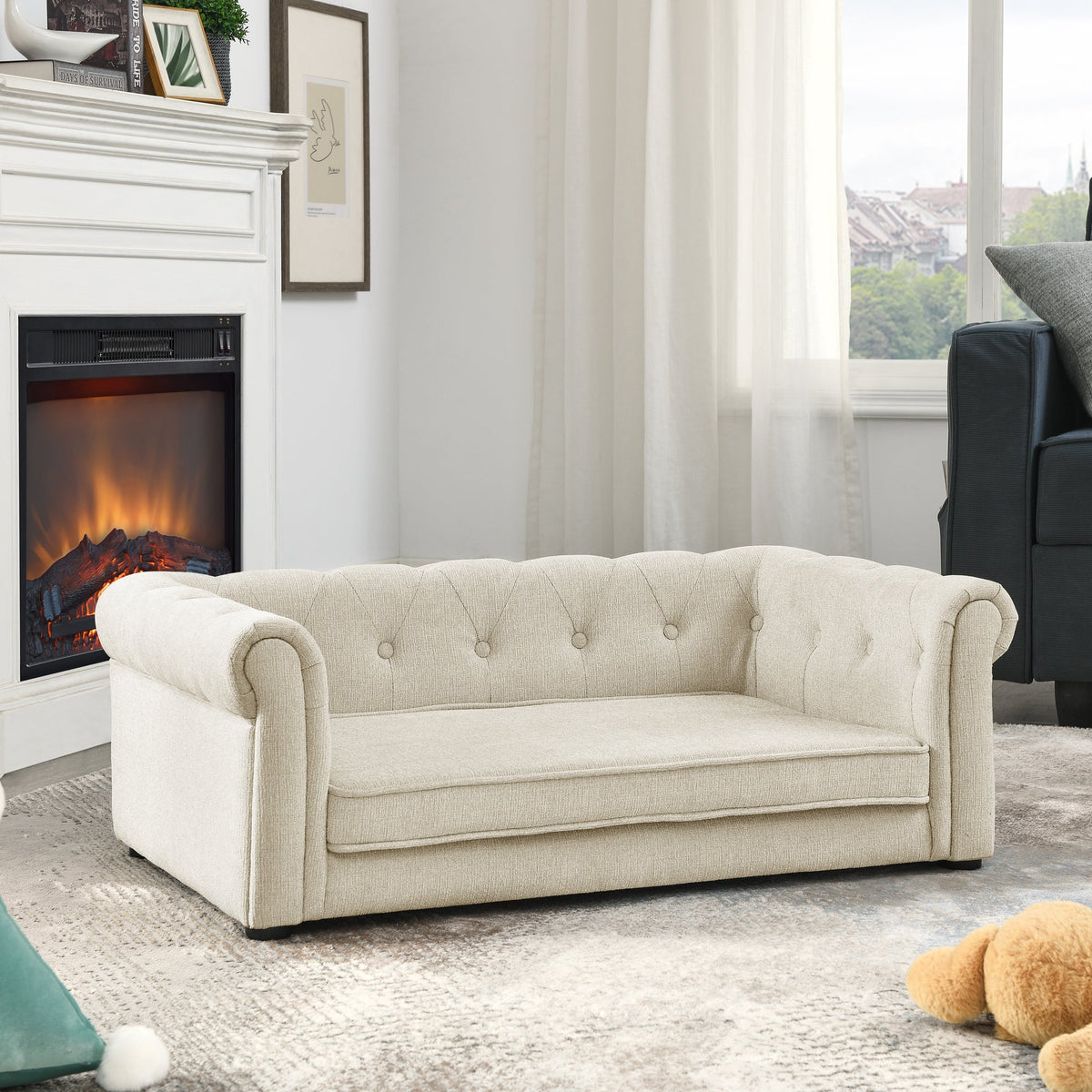 Elevated Beige Dog Sofa Bed