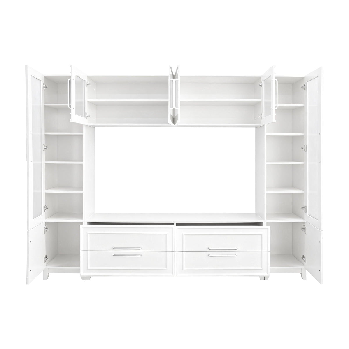 Wall Unit Modern Entertainment Center With Glass Doors