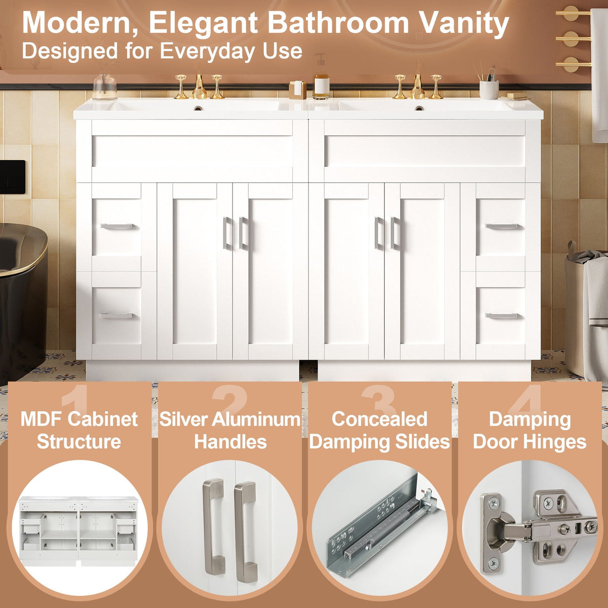Soft-Close Bathroom Vanity with Storage