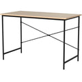 Oak Computer Desk with Black Metal Frame