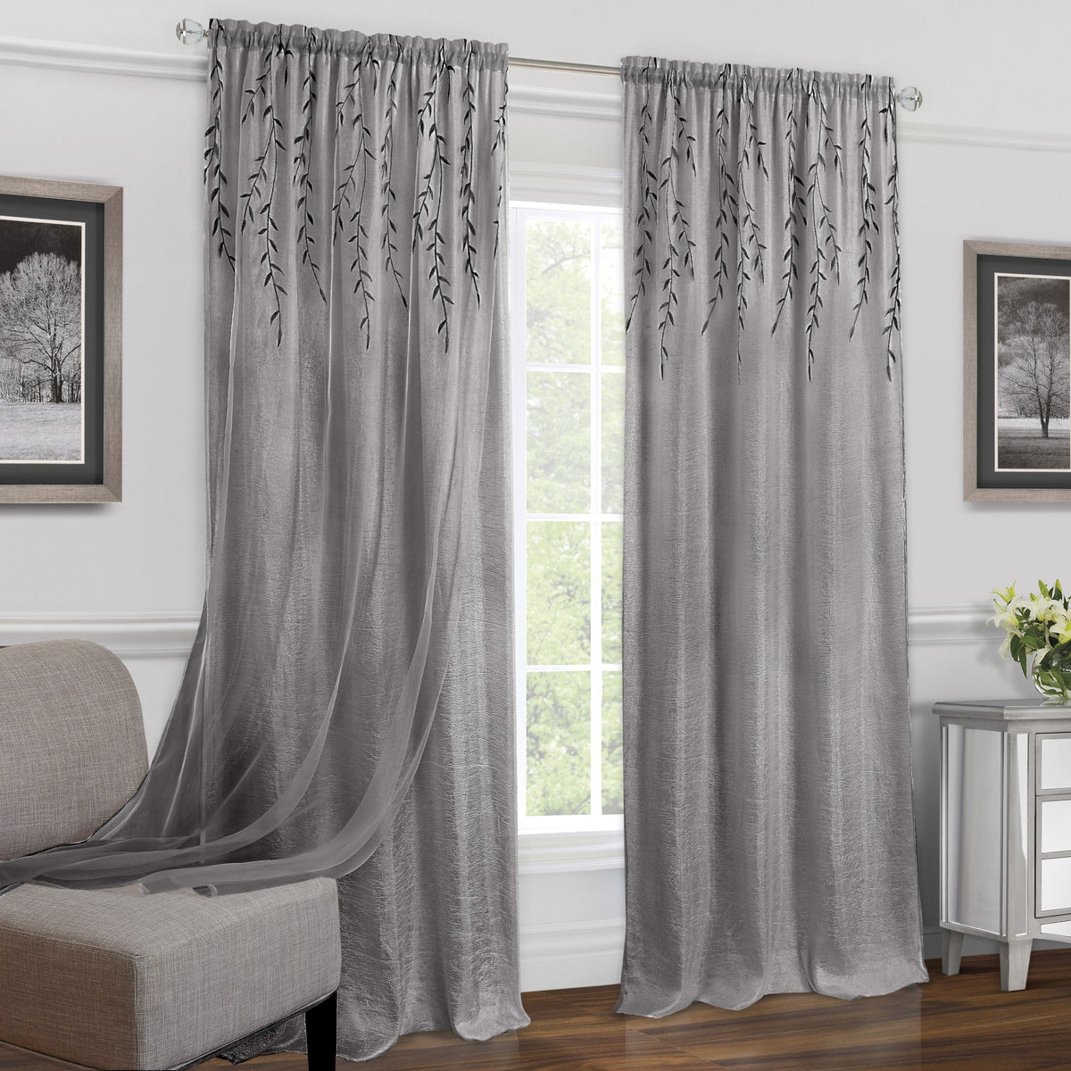 Willow Light-Filtering Curtain Panel – Gray