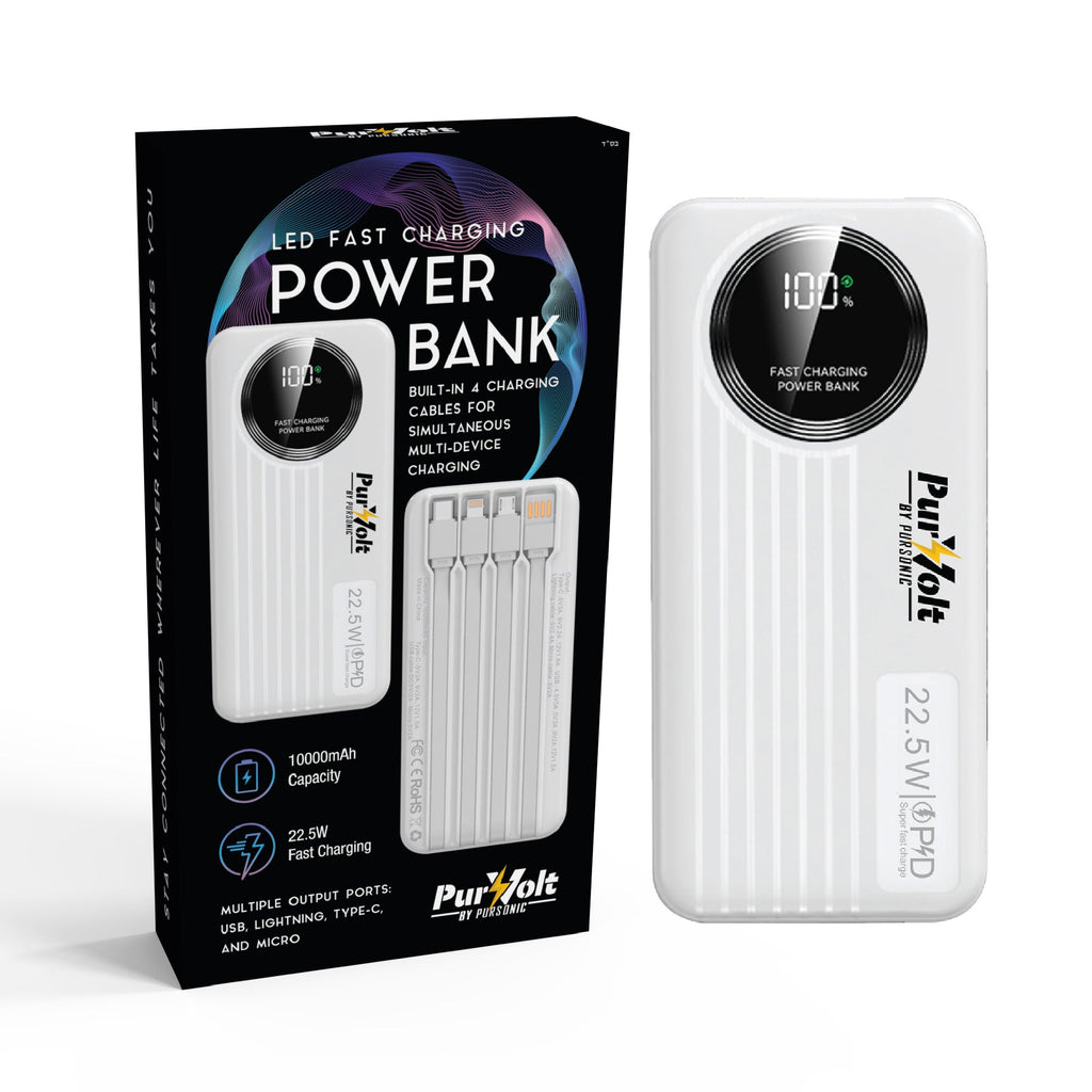 Pursonic 10,000mAh 22.5W Fast-Charging Power Bank