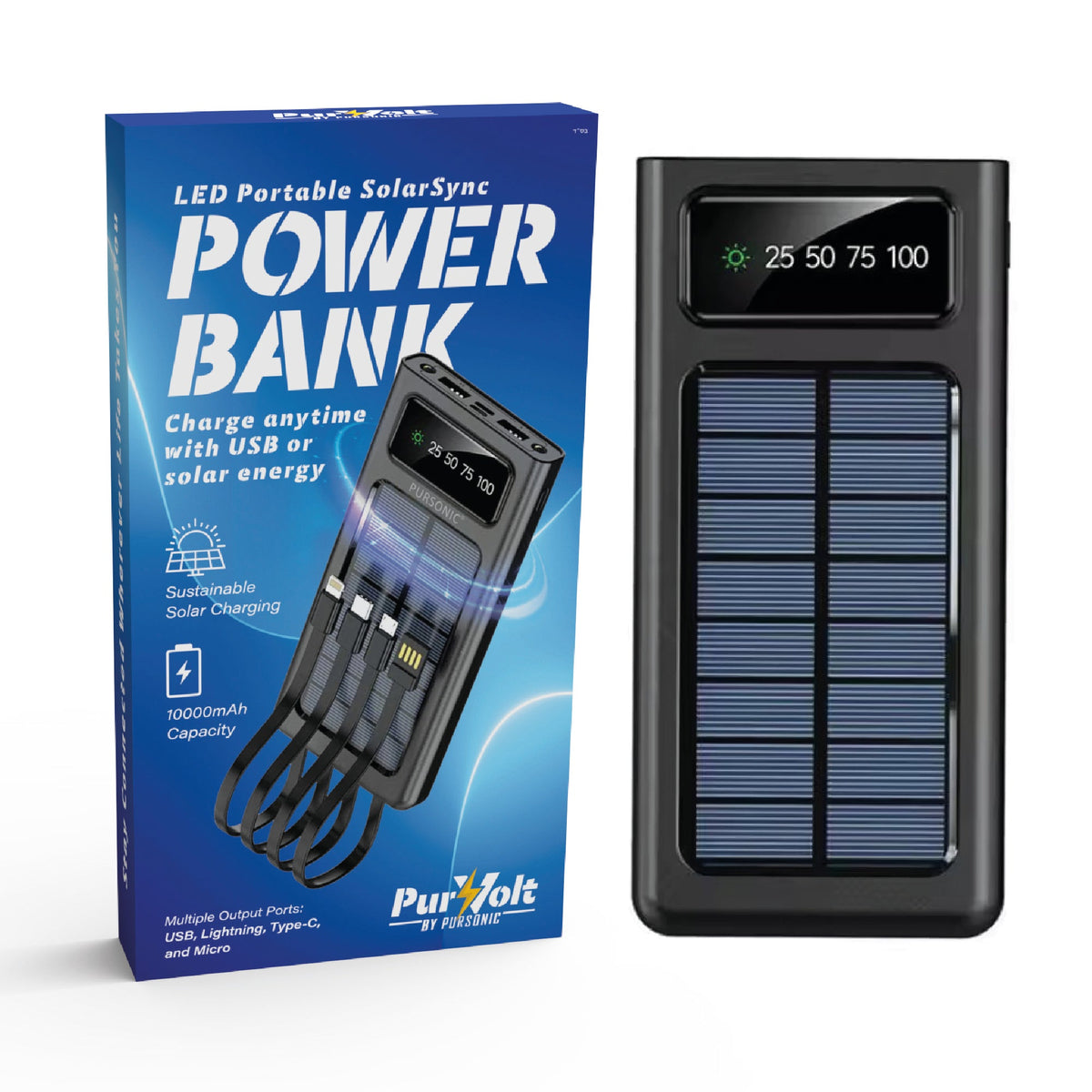 10,000mAh Solar LED Power Bank
