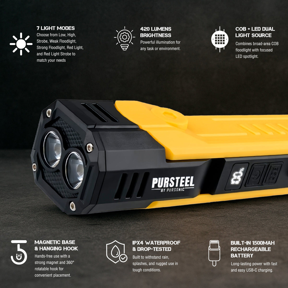 Pursonic Emergency Flashlight & Power Bank Bundle