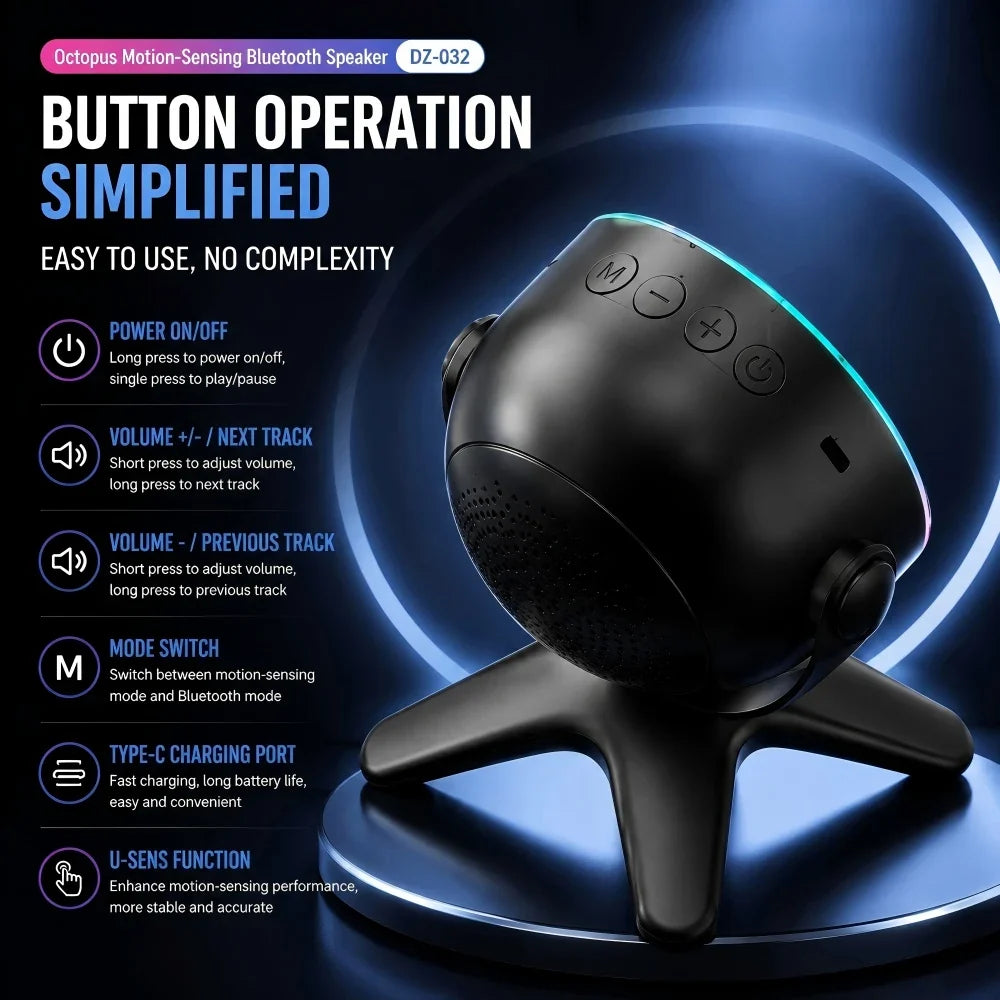 Bluetooth 5.3 Speaker with RGB Light & Phone Stand