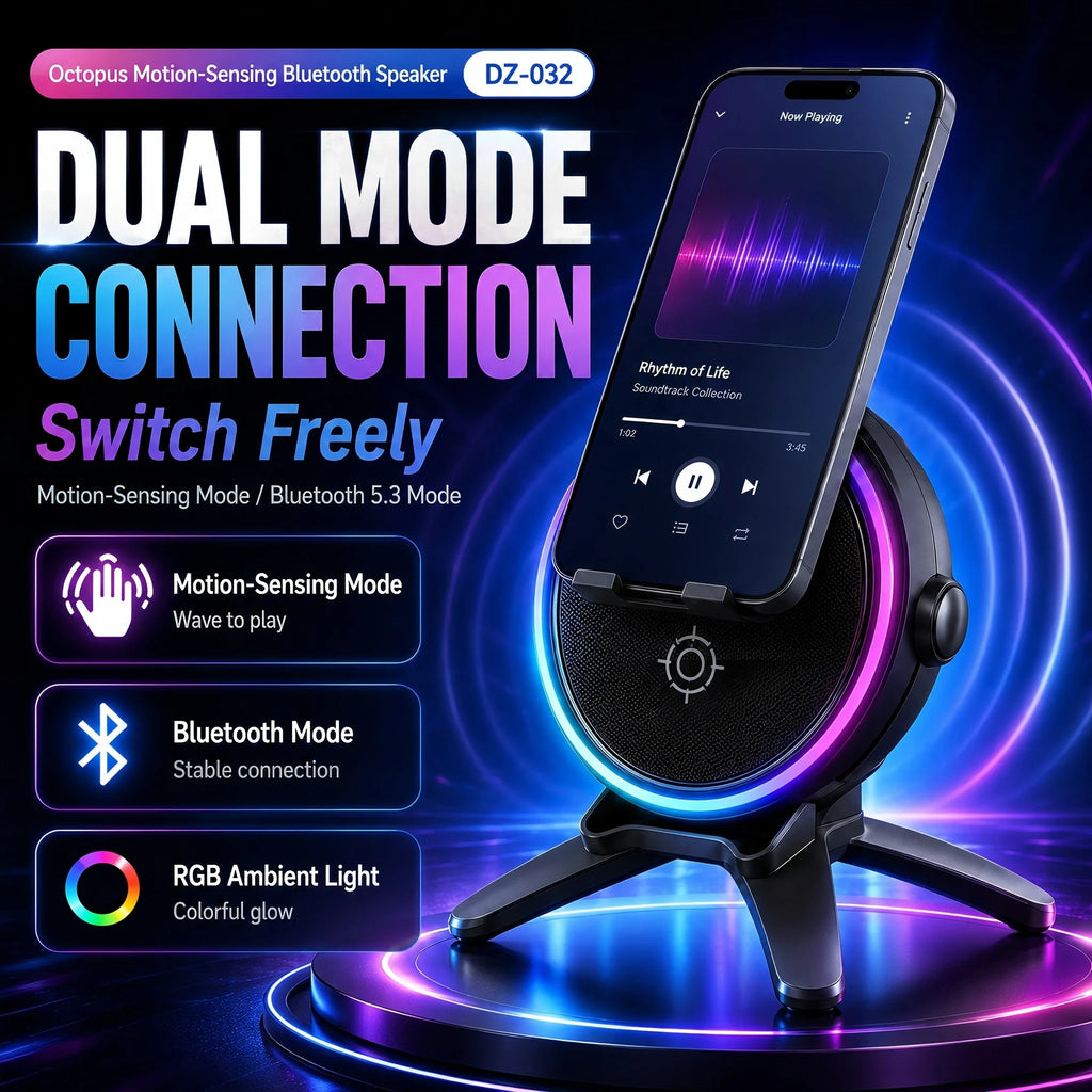 Bluetooth 5.3 Speaker with RGB Light & Phone Stand