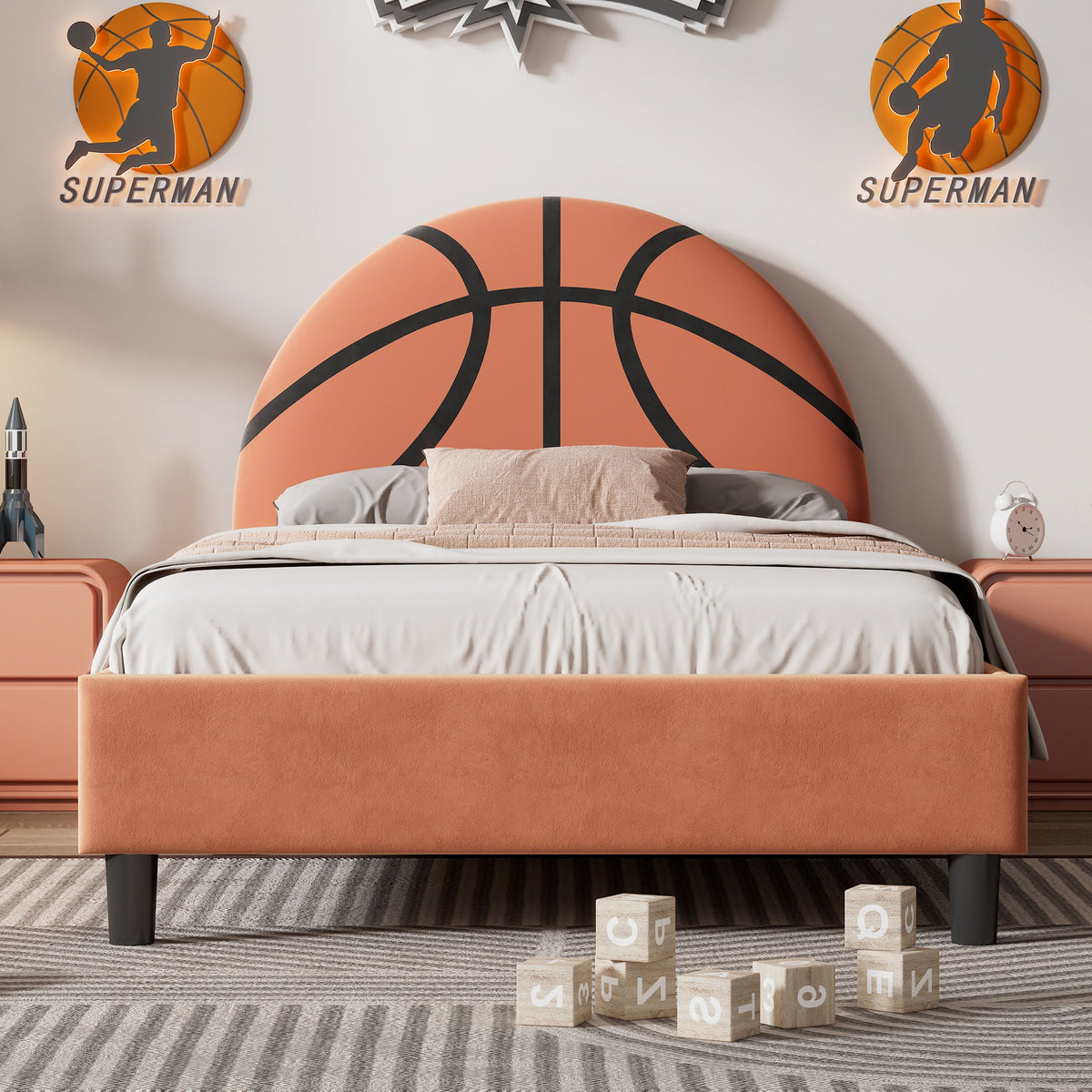 Basketball Twin Platform Bed – Orange