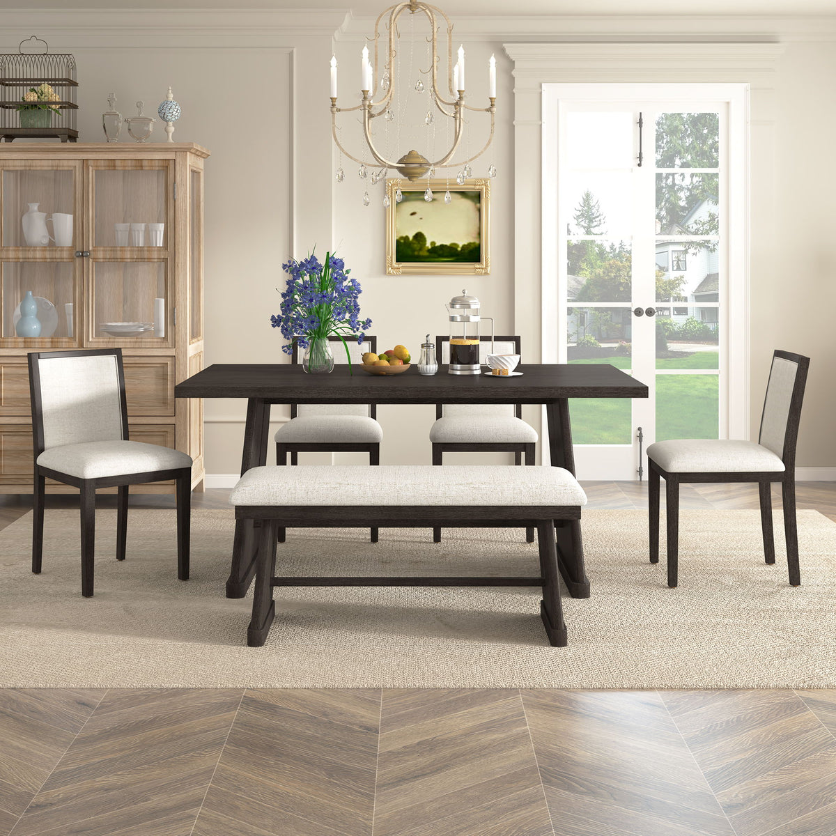 6-Piece Dining Set with Upholstered Seating