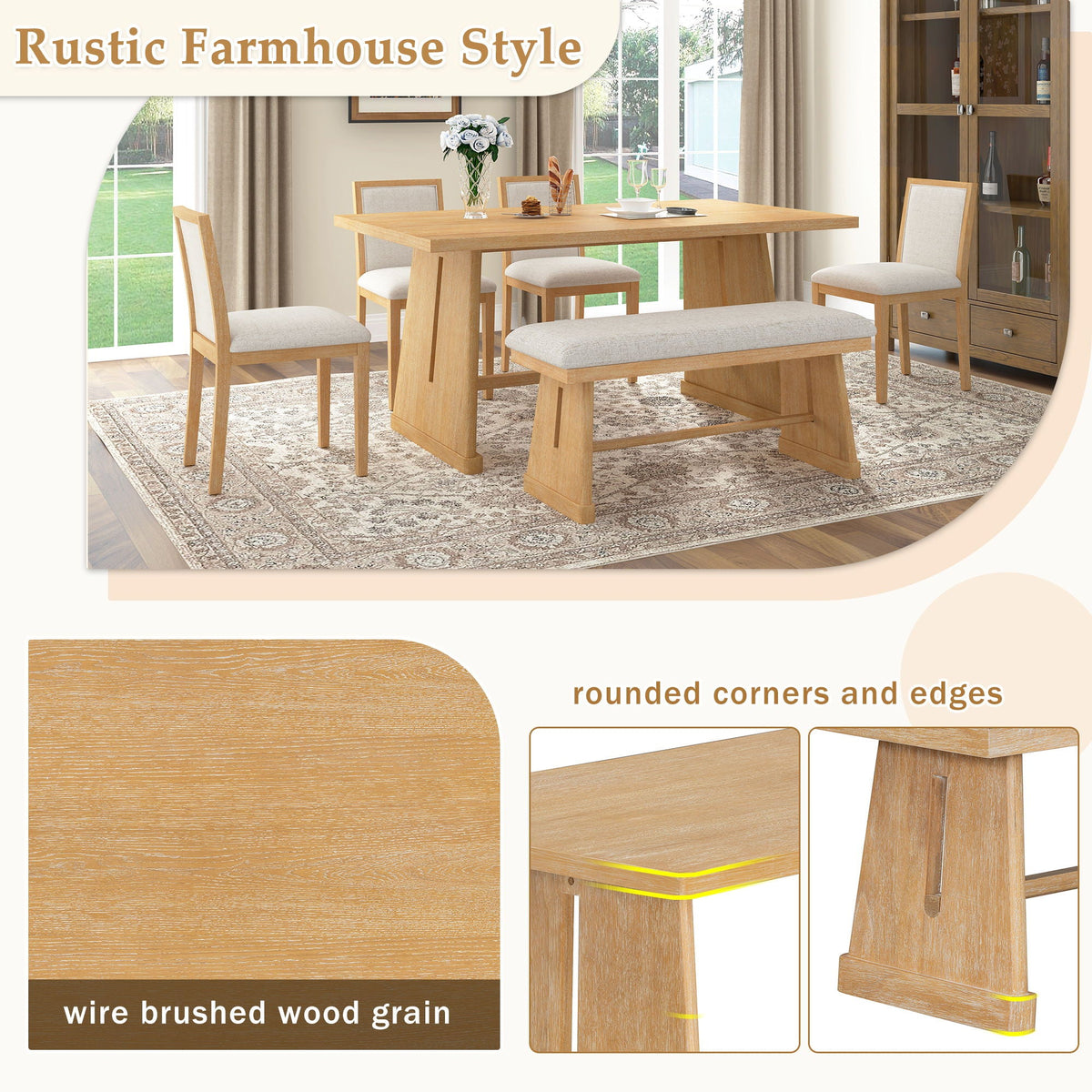 6-Piece Dining Set with Upholstered Seating