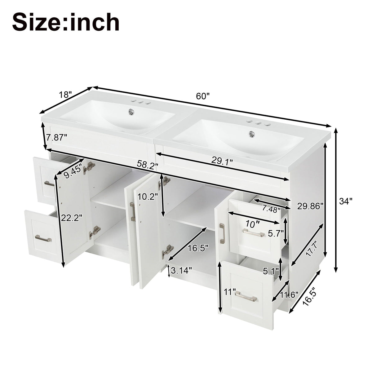 Soft-Close Bathroom Vanity with Storage