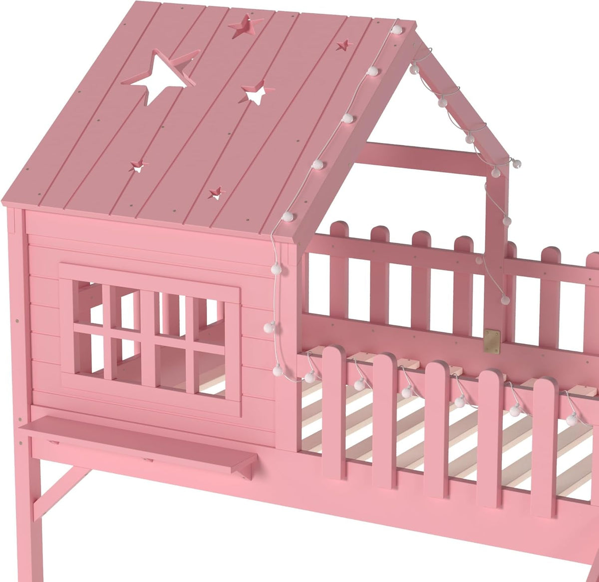 Pink Twin Loft Bed With Premium LED Lighting Modules