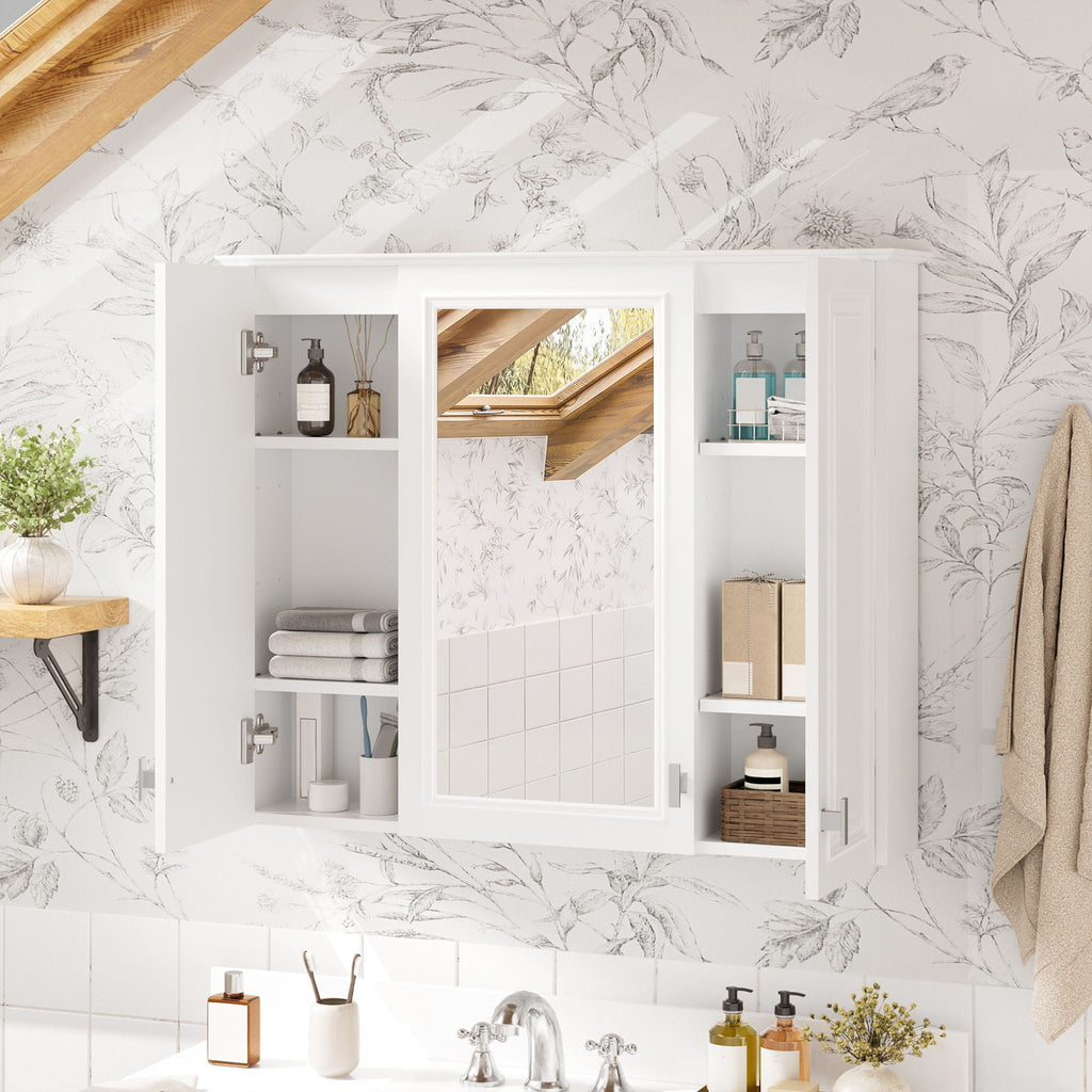 Wall-Mounted Bathroom Mirror Cabinet – White