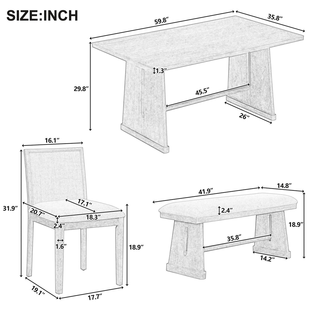 6-Piece Dining Set with Upholstered Seating