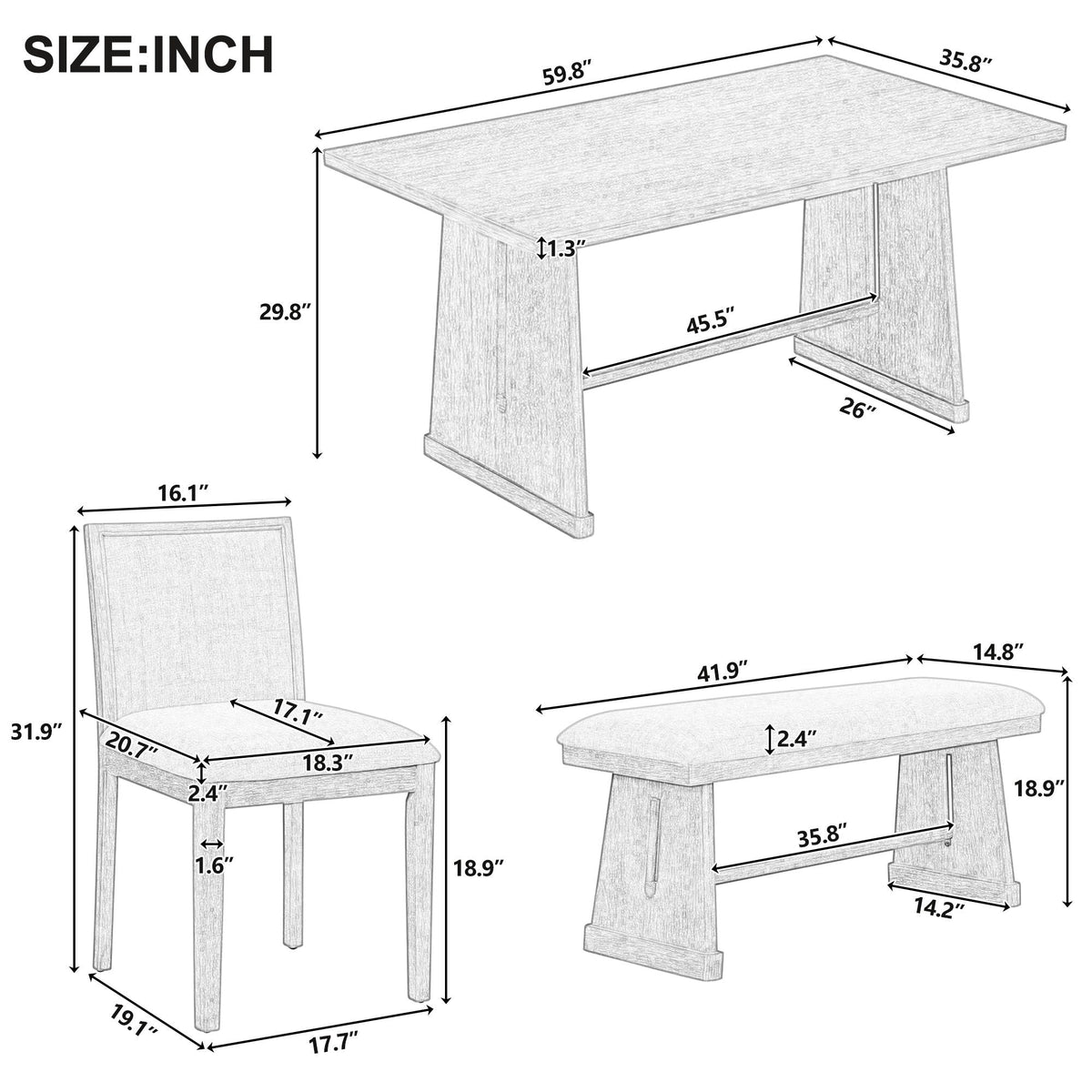6-Piece Dining Set with Upholstered Seating
