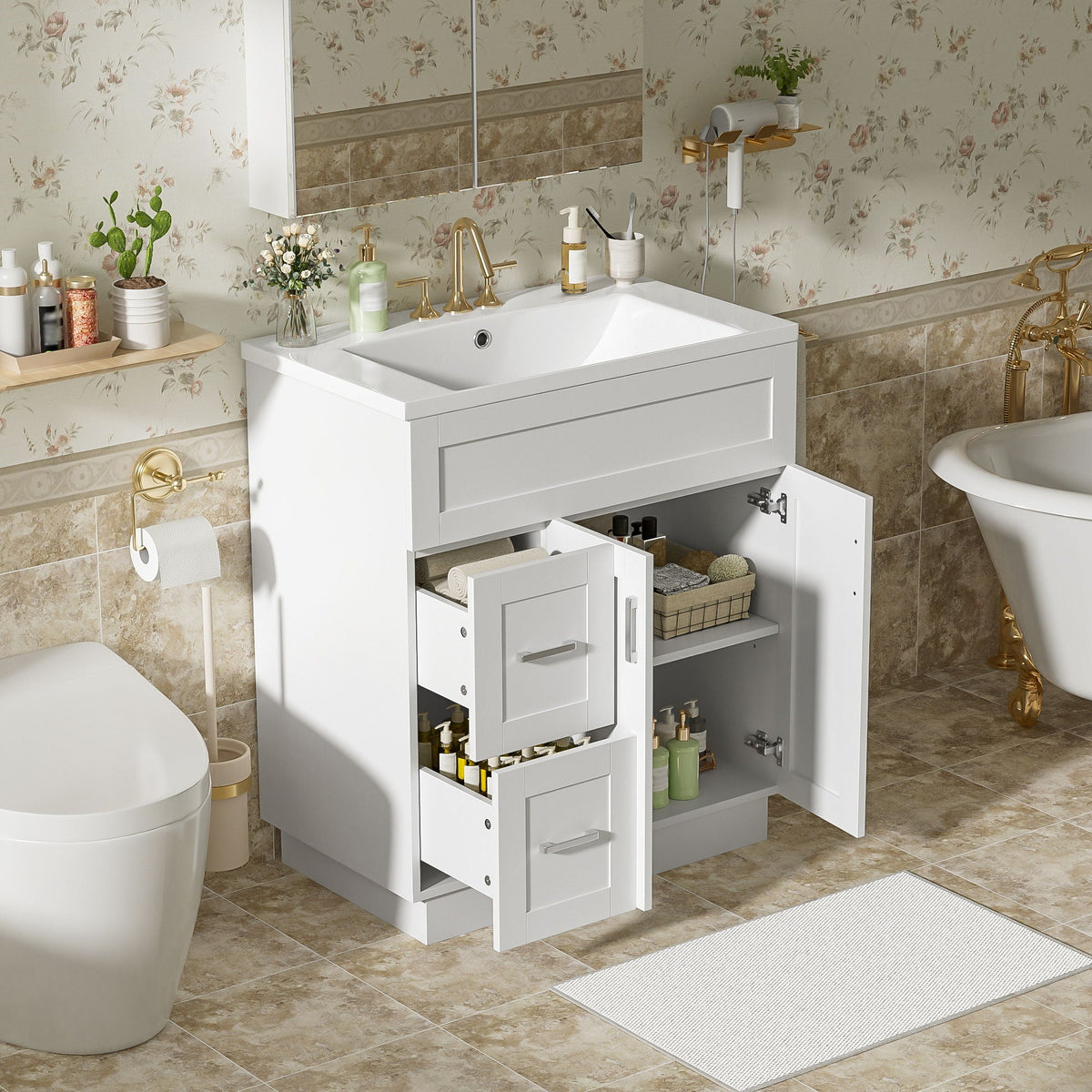 Soft-Close Bathroom Vanity with Storage