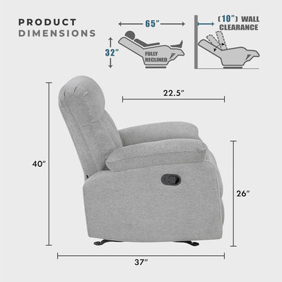 Gray Chenille Double Recliner Sofa Durable Upholstery