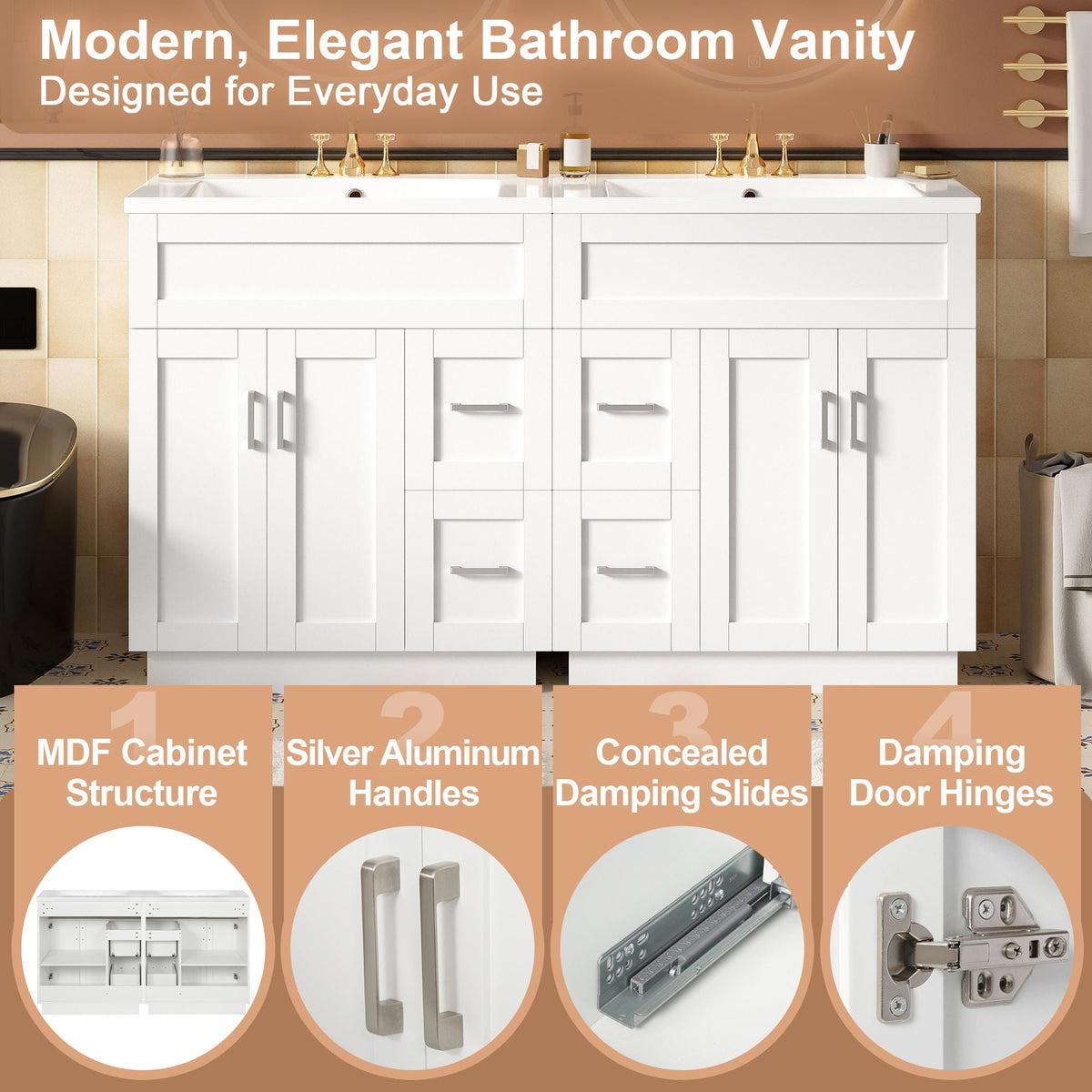Soft-Close Bathroom Vanity with Storage