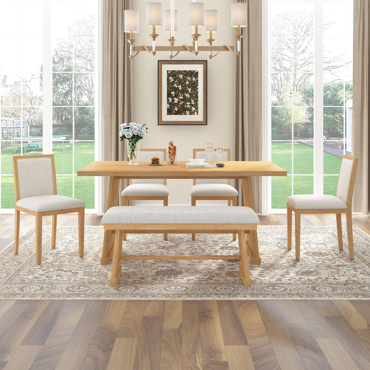 6-Piece Dining Set with Upholstered Seating