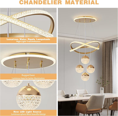 Gold Chandeliers Pendant Light Dimmable Three Color