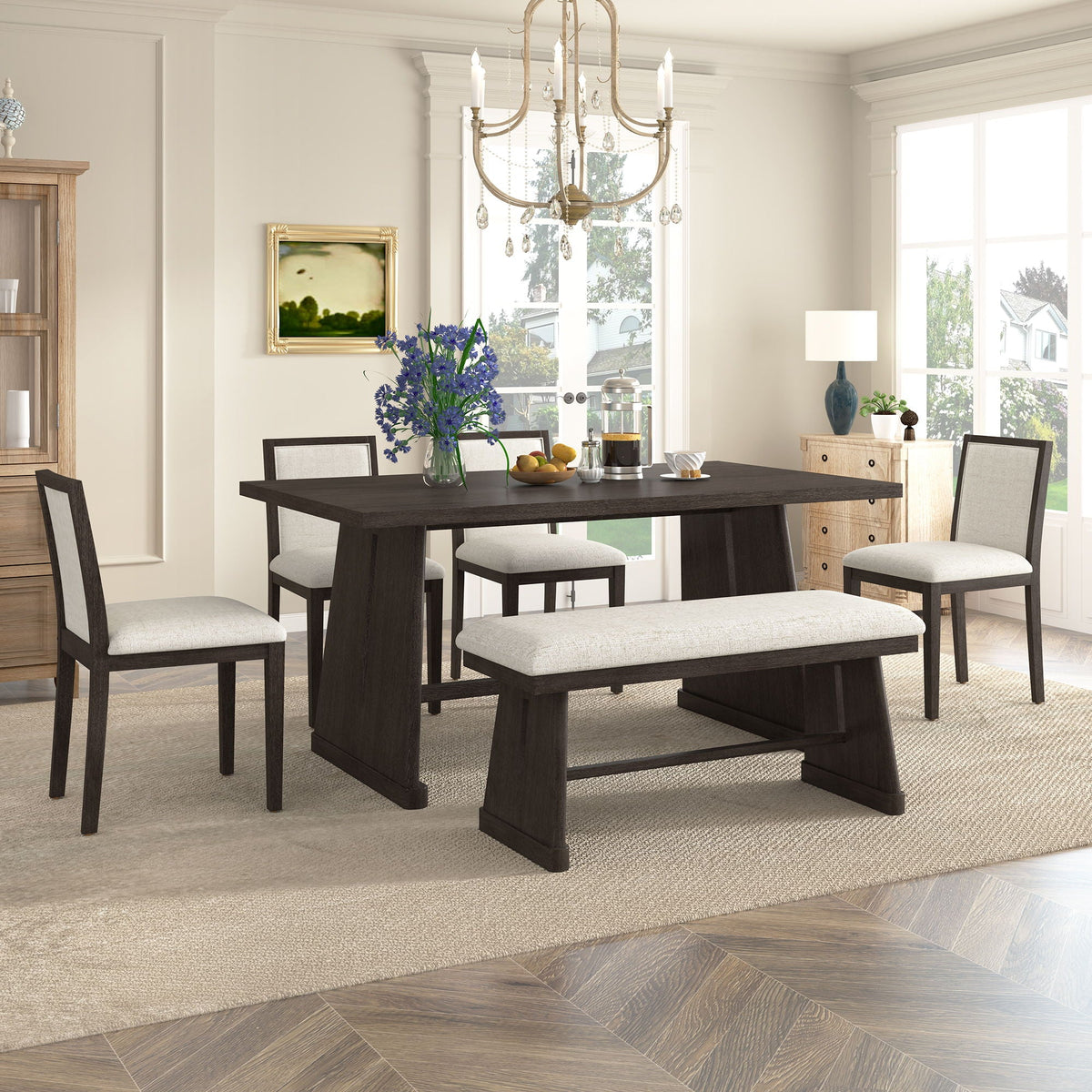 6-Piece Dining Set with Upholstered Seating