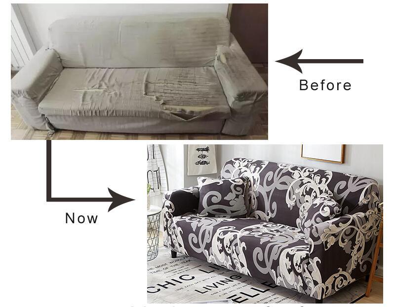 Floral Stretch Sectional Sofa Cover