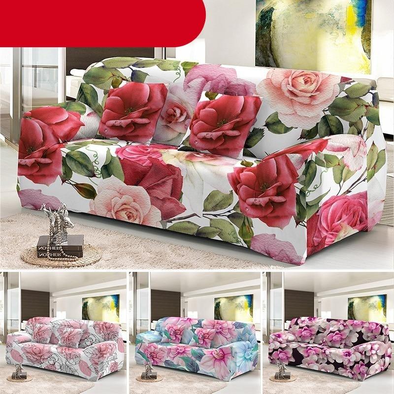 Floral Stretch Sectional Sofa Cover