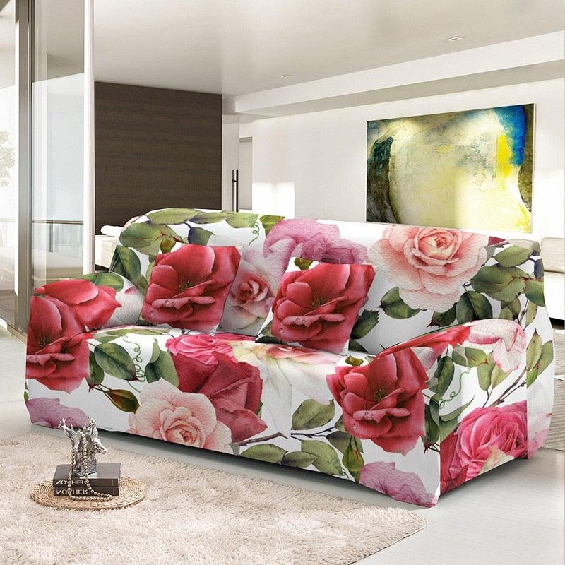 Floral Stretch Sectional Sofa Cover