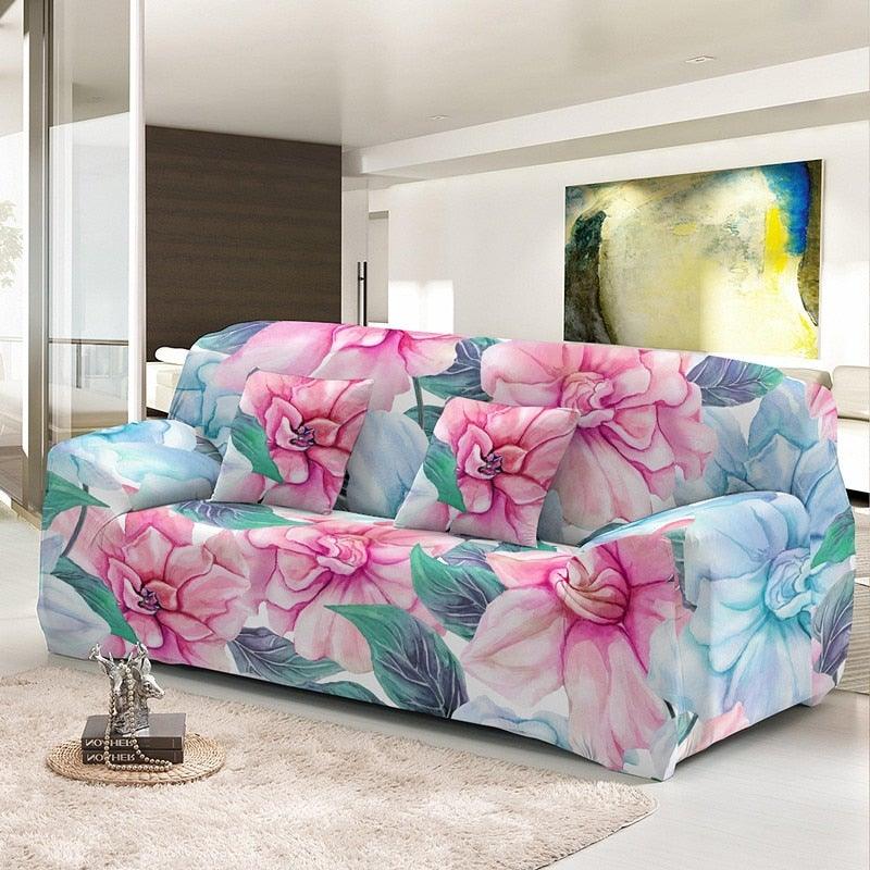 Floral Stretch Sectional Sofa Cover